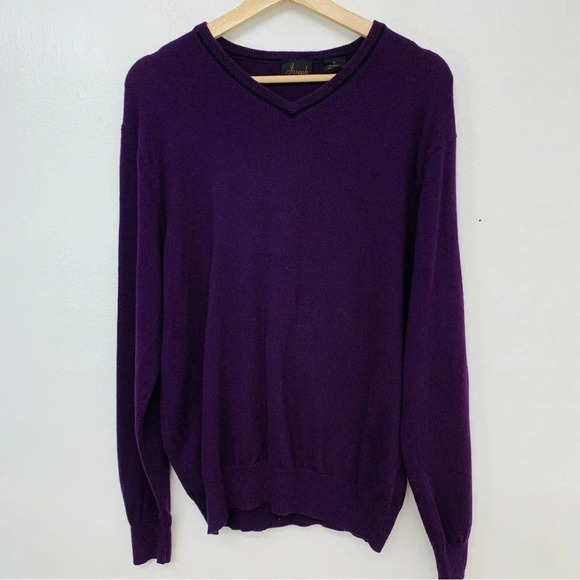 Jos A Bank Cotton Cashmere V Neck Sweater Men Medium Purple Long Sleeve Preppy - Picture 1 of 12